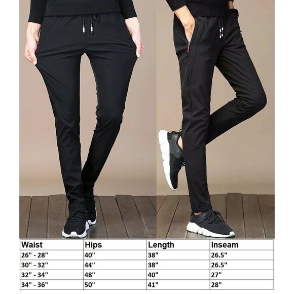 Men Casual Lightweight Comfort Pants Quick Dry Stretch Sweatpants Zipper Pockets - Picture 2 of 6